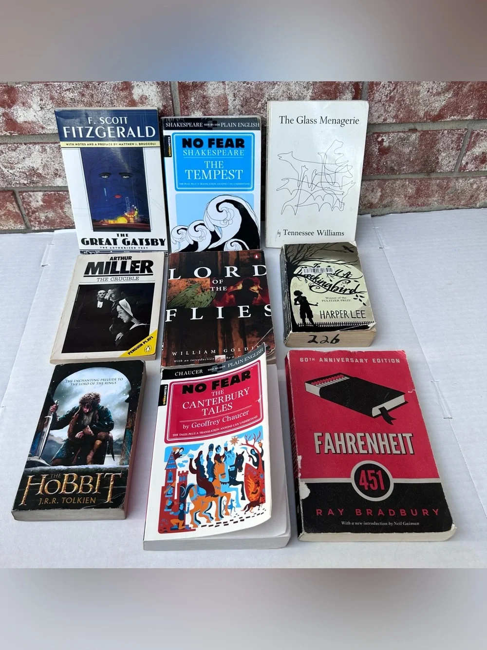 High School Reading 9 Book Lot Hobbit Fahrenheit 451 Mockingbird Gatsby Crucible